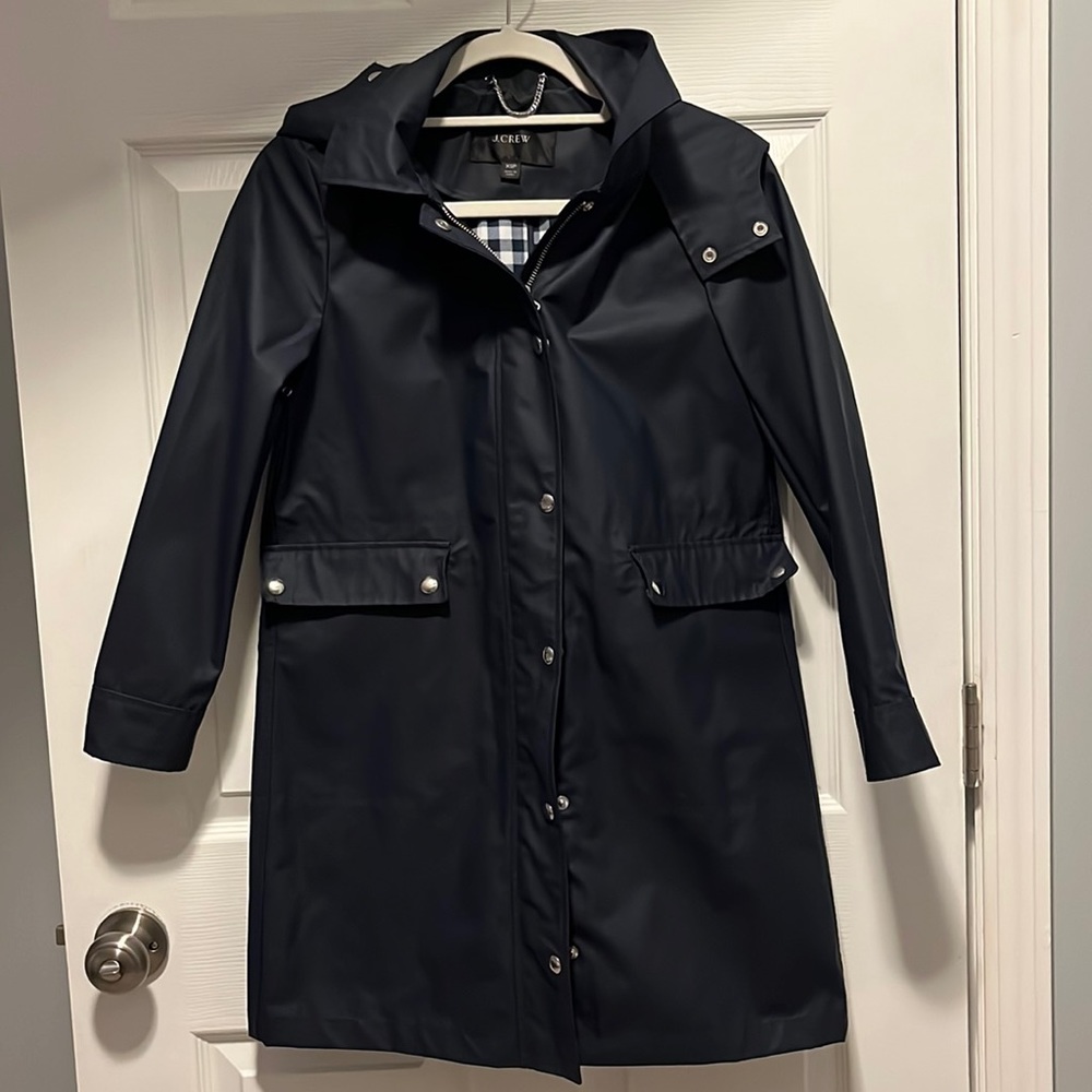 J. Crew Navy Raincoat Size XSP
